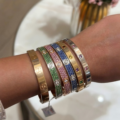 [⭐Lioran]2026 PAVE GEMSTONE LOVE BRACELET 6.1MM 10 DIAMONDS