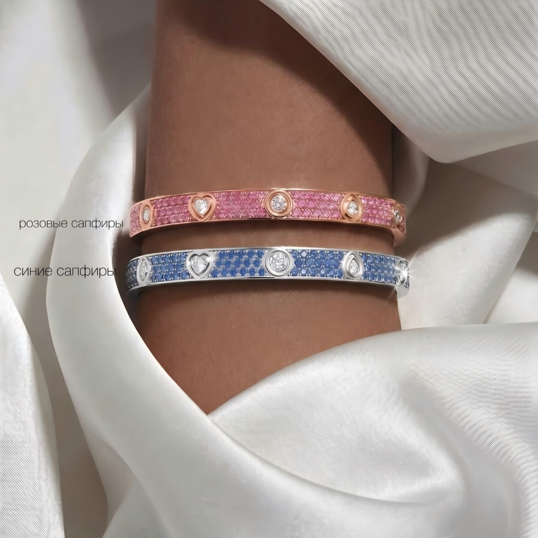 [⭐Lioran]2026 PAVE GEMSTONE LOVE BRACELET 6.1MM 10 DIAMONDS