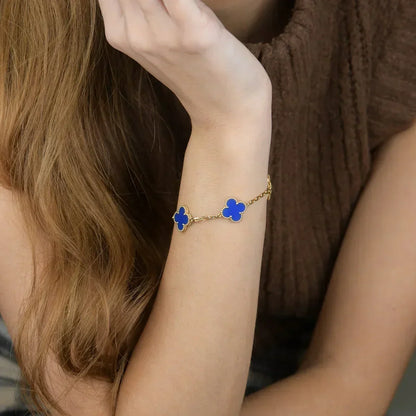 [⭐Lioran] CLOVER 5 MOTIF BLUE AGATE BRACELET COLLECTION