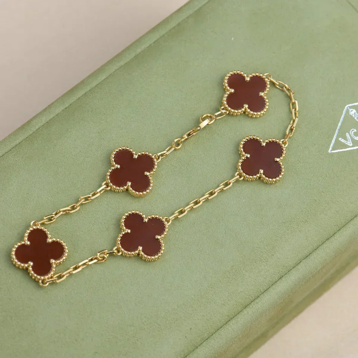[⭐Lioran] CLOVER 5 MOTIF RED CORNELIAN BRACELET COLLECTION