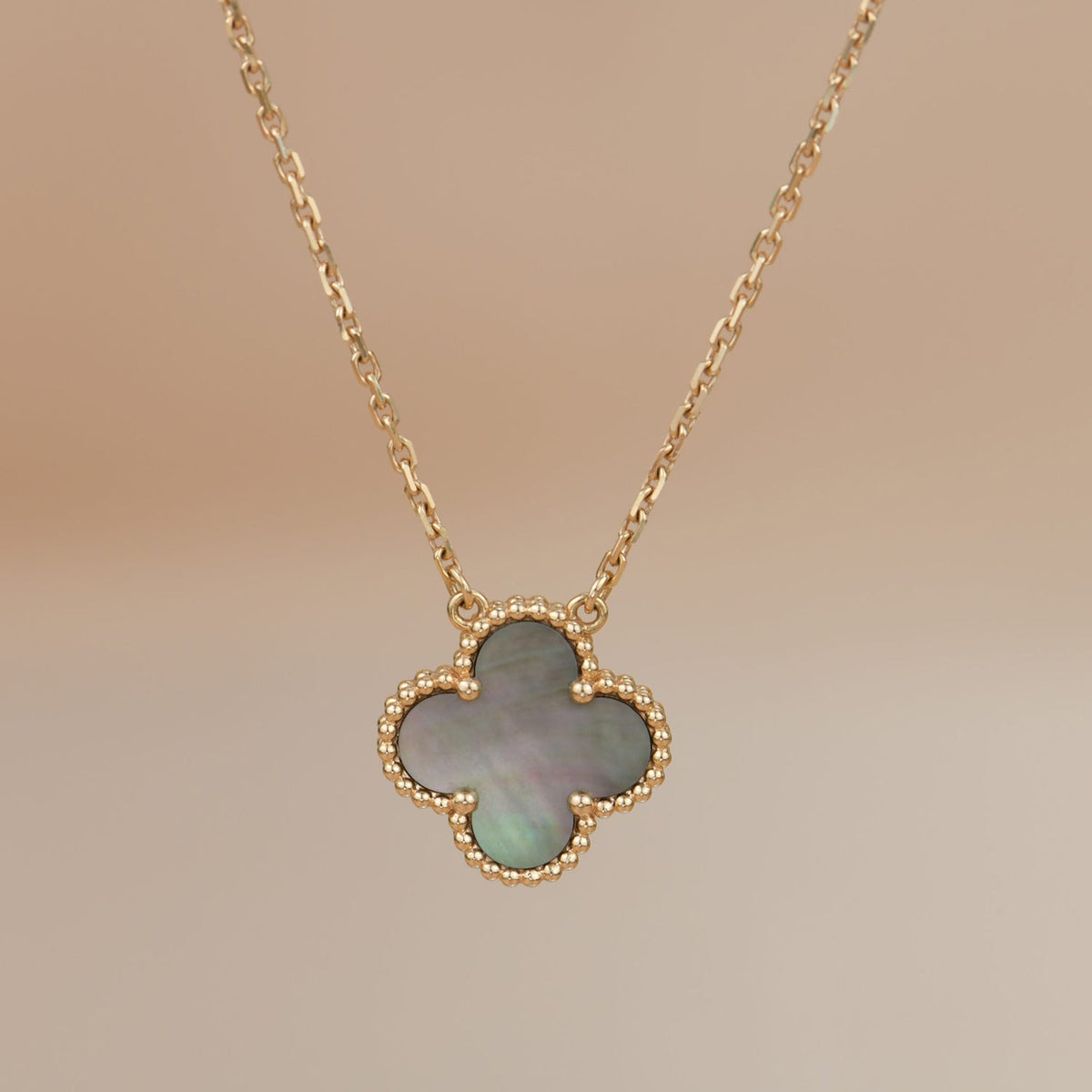 [⭐Lioran]CLOVER 15MM  GRAY MOTHER OF PEARL NECKLACE
