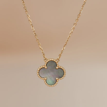 [⭐Lioran]CLOVER 15MM  GRAY MOTHER OF PEARL NECKLACE