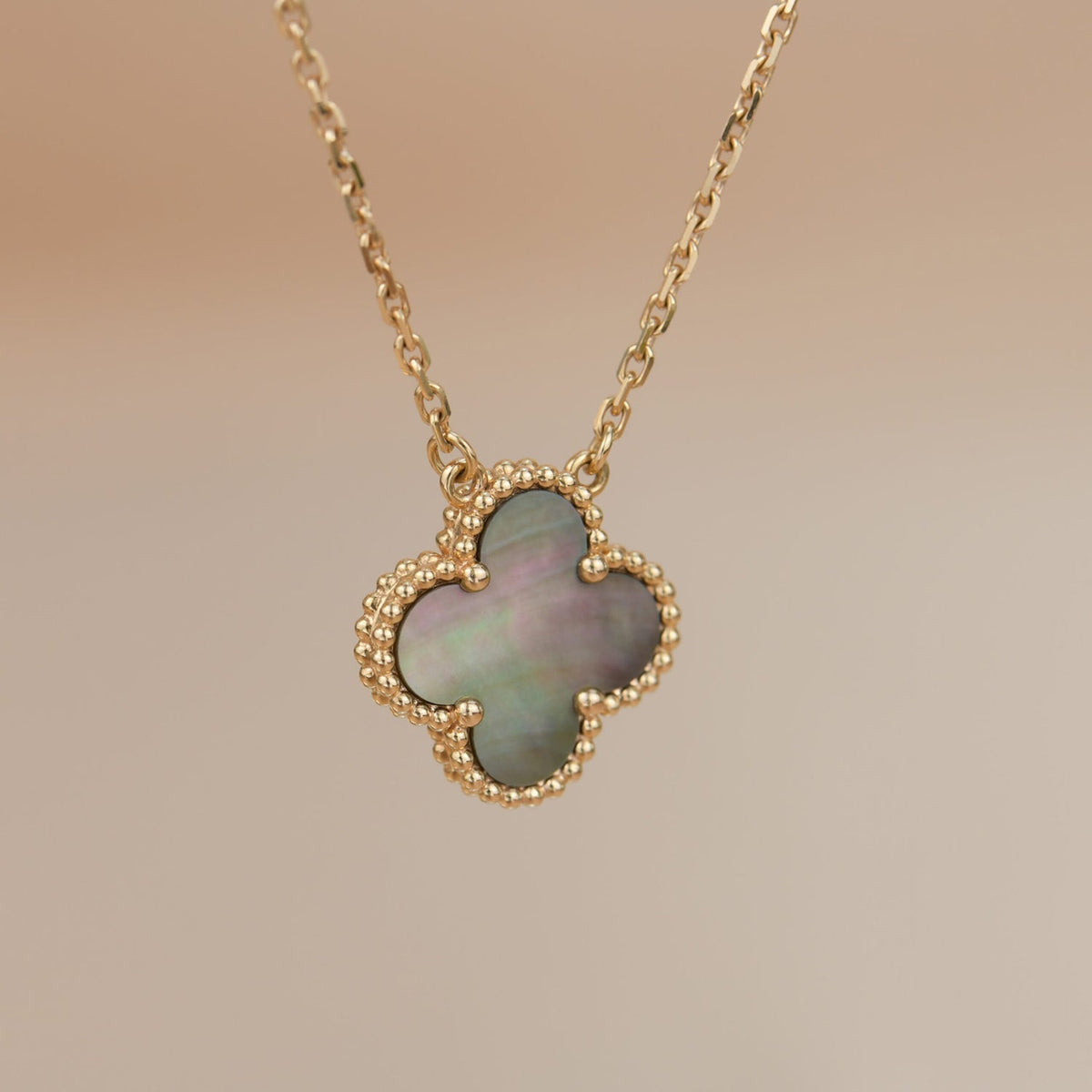 [⭐Lioran]CLOVER 15MM  GRAY MOTHER OF PEARL NECKLACE