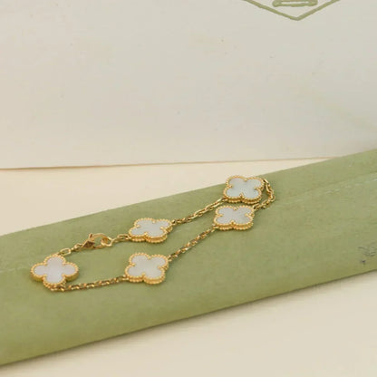 [⭐Lioran]CLOVER WHITE PEARL MOP 5 MOTIF BRACELET COLLECTION