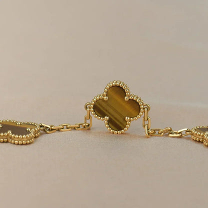 [⭐Lioran] CLOVER 5 MOTIFS TIGER EYE BRACELET COLLECTION