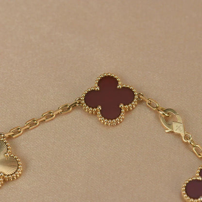 [⭐Lioran] CLOVER 5 MOTIF RED CORNELIAN BRACELET COLLECTION