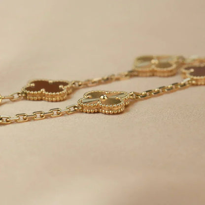 [⭐Lioran] CLOVER 5 MOTIF RED CORNELIAN BRACELET COLLECTION