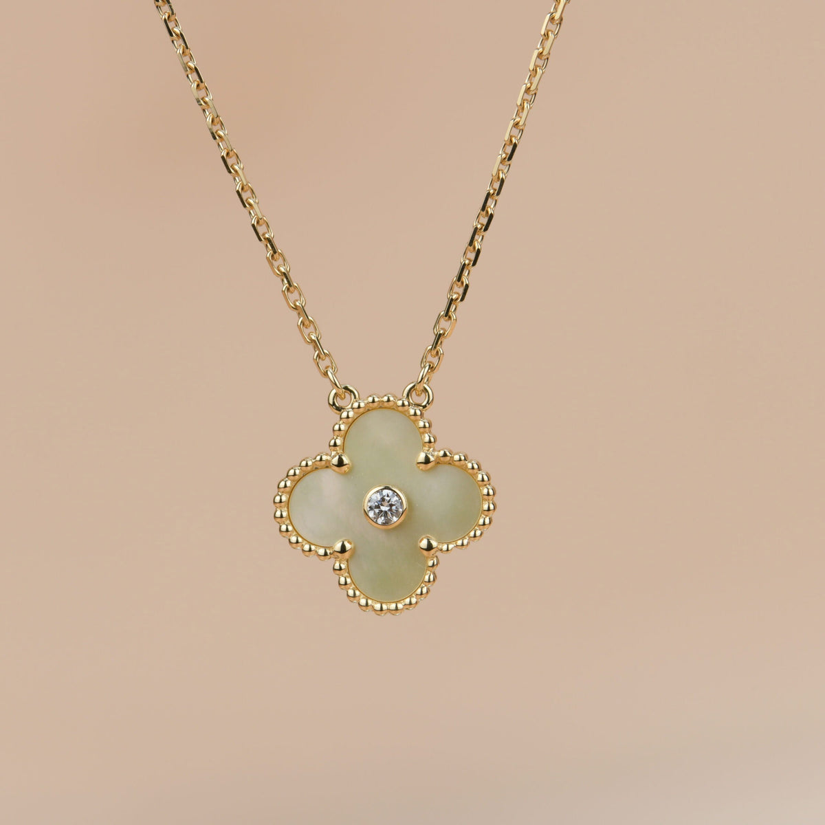 [⭐Lioran]CLOVER 15MM DIAMOND GOLD MOTHER OF PEARL NECKLACE