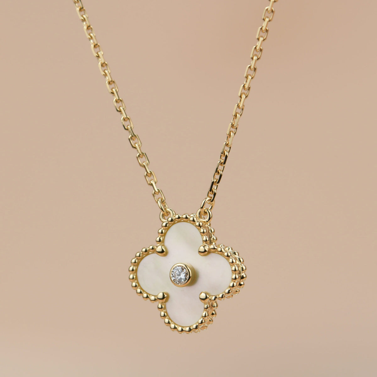 [⭐Lioran]CLOVER 15MM DIAMOND GOLD MOTHER OF PEARL NECKLACE