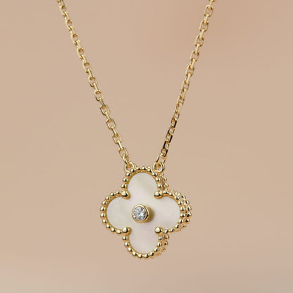 [⭐Lioran]CLOVER 15MM DIAMOND GOLD MOTHER OF PEARL NECKLACE