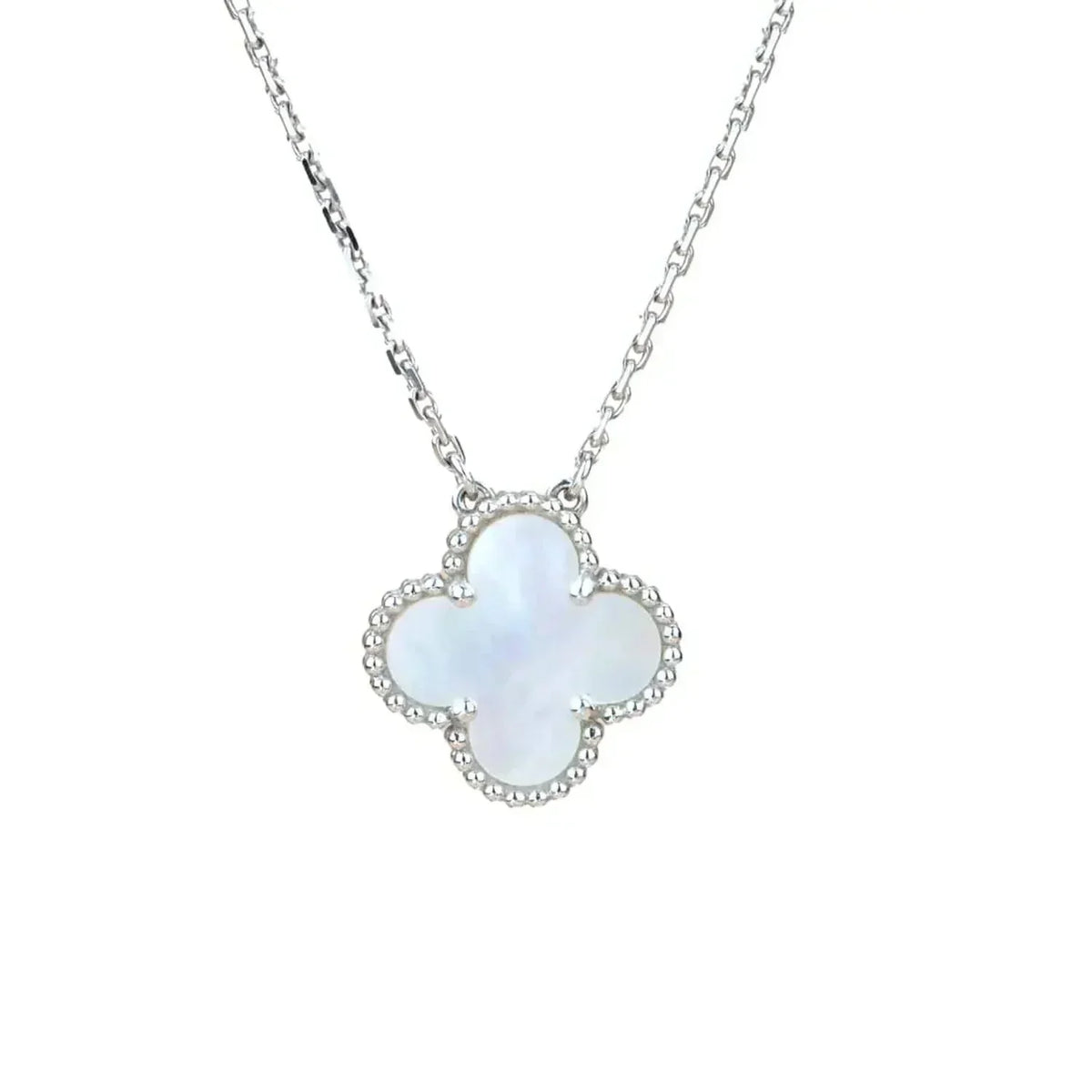 [⭐Lioran]CLOVER  15MM WHITE MOTHER-OF-PEARL SILVER