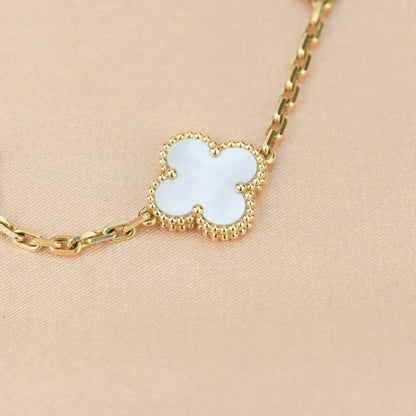 [⭐Lioran]CLOVER WHITE PEARL MOP 5 MOTIF BRACELET COLLECTION