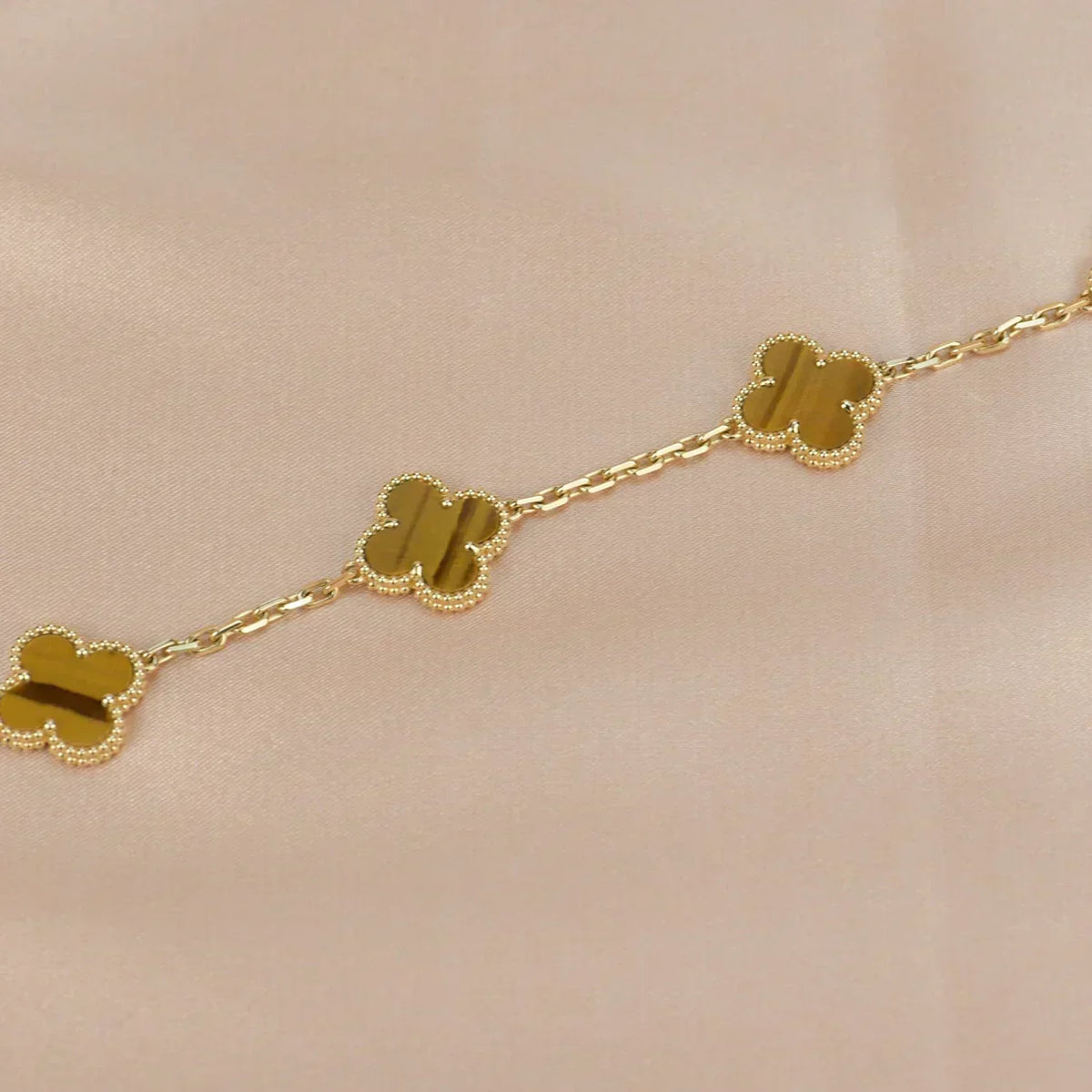 [⭐Lioran] CLOVER 5 MOTIFS TIGER EYE BRACELET COLLECTION
