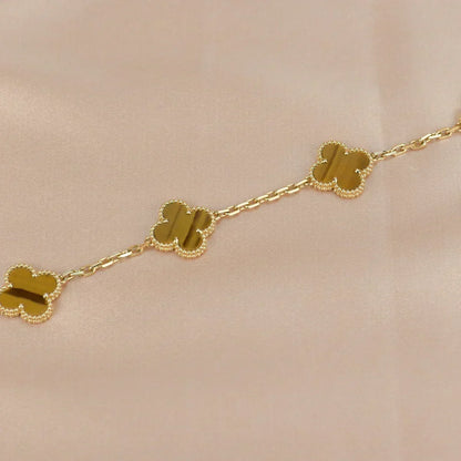 [⭐Lioran] CLOVER 5 MOTIFS TIGER EYE BRACELET COLLECTION