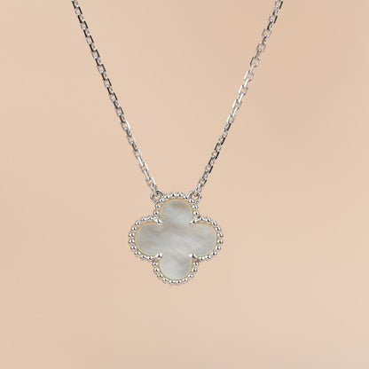 [⭐Lioran]CLOVER  15MM WHITE MOTHER-OF-PEARL SILVER
