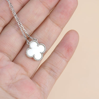 [⭐Lioran]CLOVER  15MM WHITE MOTHER-OF-PEARL SILVER