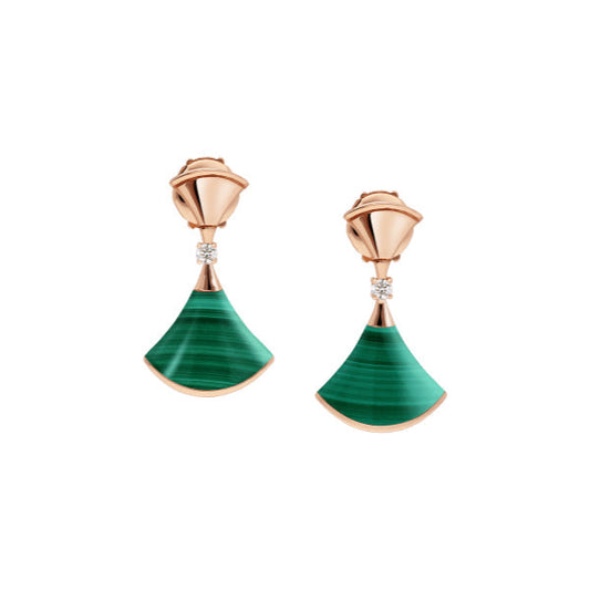 [⭐Lioran]DREAM MALACHITE PINK GOLD EARRINGS