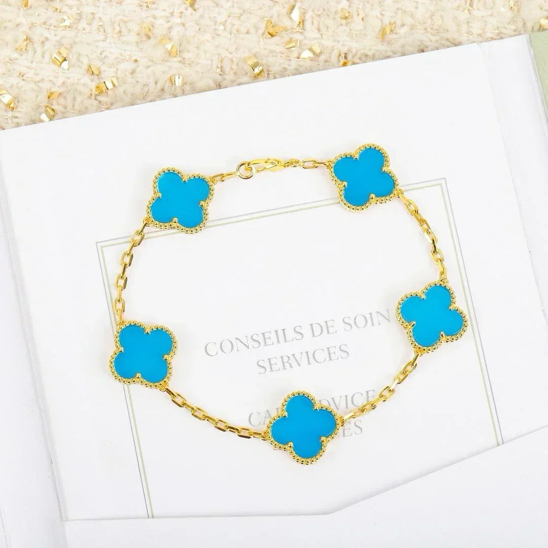 [⭐Lioran] CLOVER 5 MOTIF TURQUOISE BRACELET COLLECTION