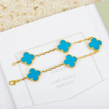 [⭐Lioran] CLOVER 5 MOTIF TURQUOISE BRACELET COLLECTION