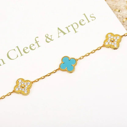 [⭐Lioran] CLOVER 5 MOTIF TURQUOISE BRACELET COLLECTION