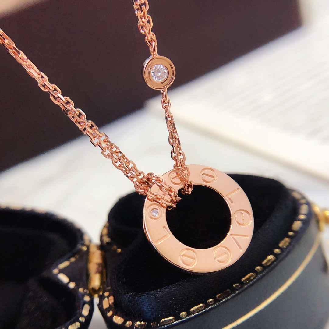 [⭐Lioran]LOVE NECKLACE 16MM 2 DIAMONDS