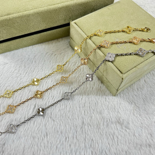 [⭐Lioran]CLOVER 6 MOTIF DIAMOND LASER BRACELET