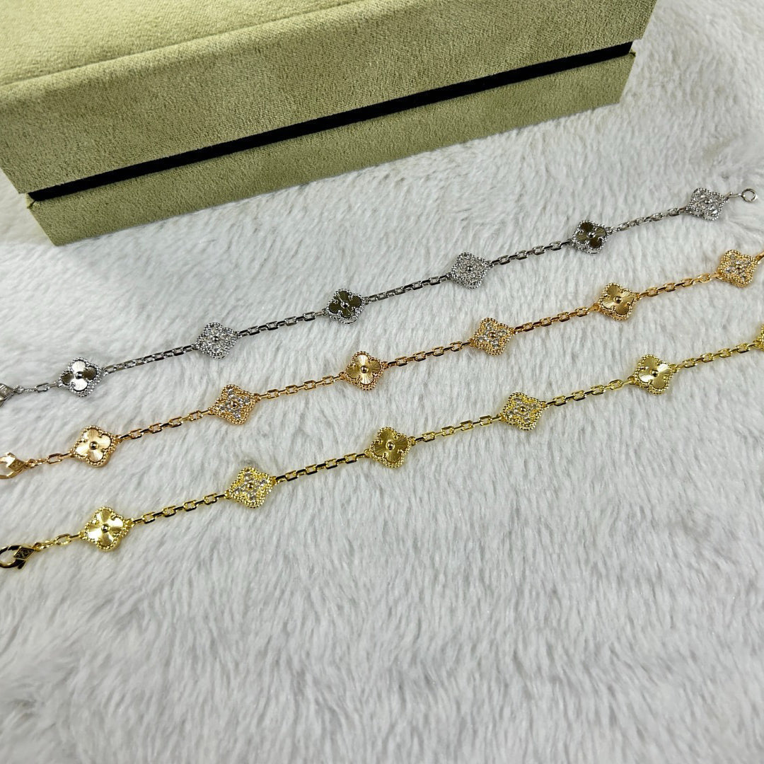 [⭐Lioran]CLOVER 6 MOTIF DIAMOND LASER BRACELET