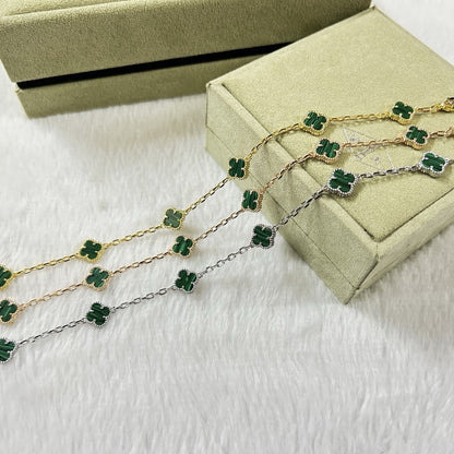 [⭐Lioran]CLOVER 6 MOTIF MALACHITE BRACELET
