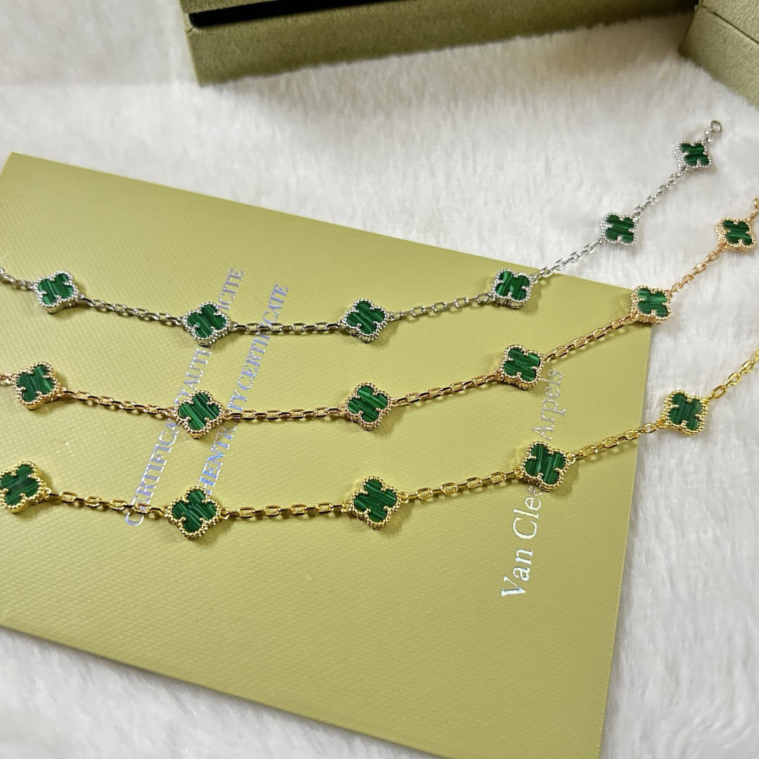 [⭐Lioran]CLOVER 6 MOTIF MALACHITE BRACELET