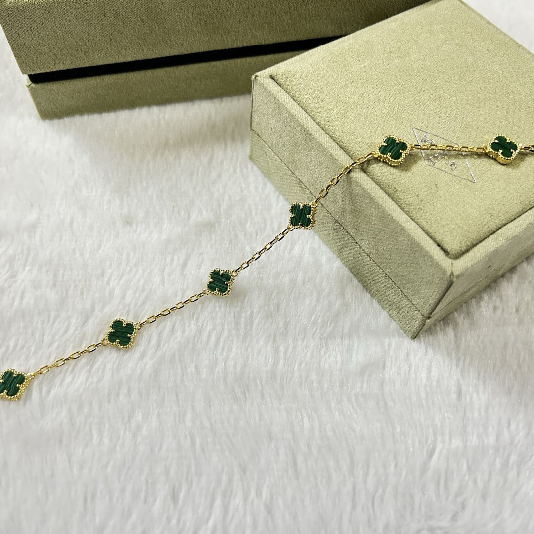 [⭐Lioran]CLOVER 6 MOTIF MALACHITE BRACELET