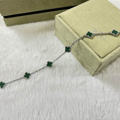 [⭐Lioran]CLOVER 6 MOTIF MALACHITE BRACELET