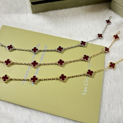 [⭐Lioran]CLOVER 6 MOTIF RED AGATE BRACELET