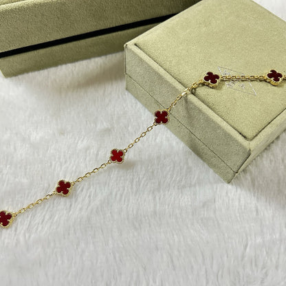 [⭐Lioran]CLOVER 6 MOTIF RED AGATE BRACELET