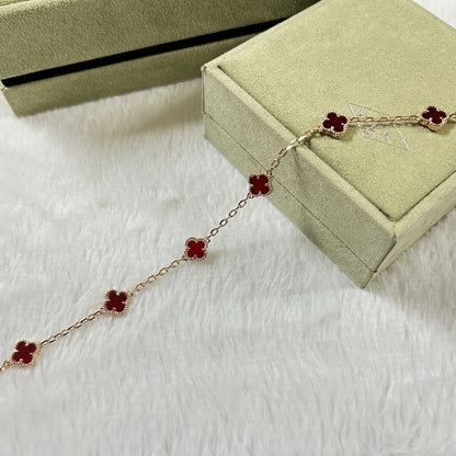 [⭐Lioran]CLOVER 6 MOTIF RED AGATE BRACELET