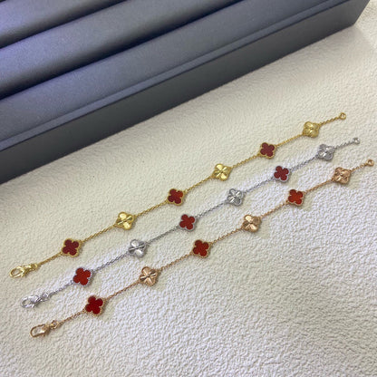 [⭐Lioran]CLOVER 6 MOTIF RED AGATE LASER BRACELET