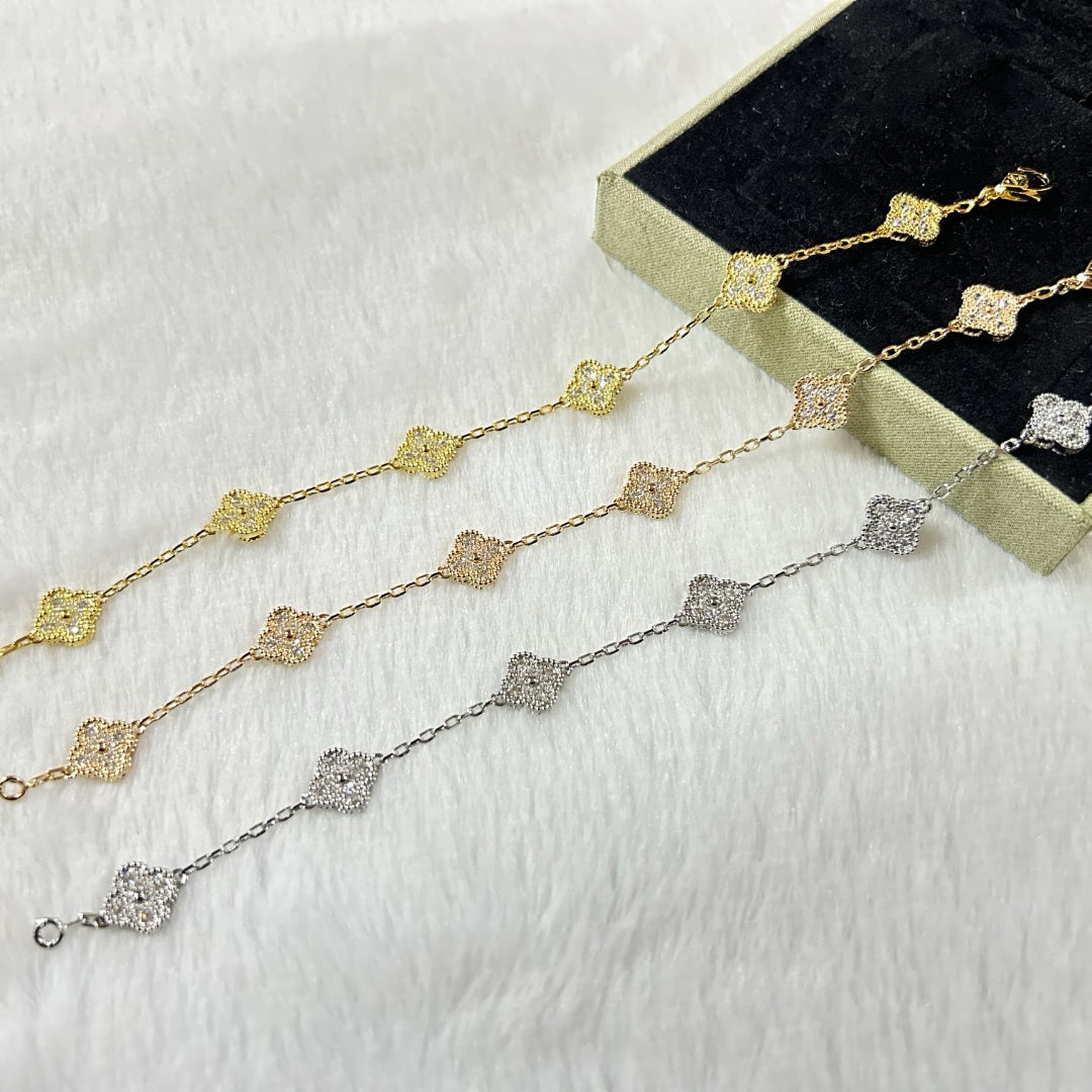 [⭐Lioran]CLOVER 6 MOTIF DIAMOND BRACELET