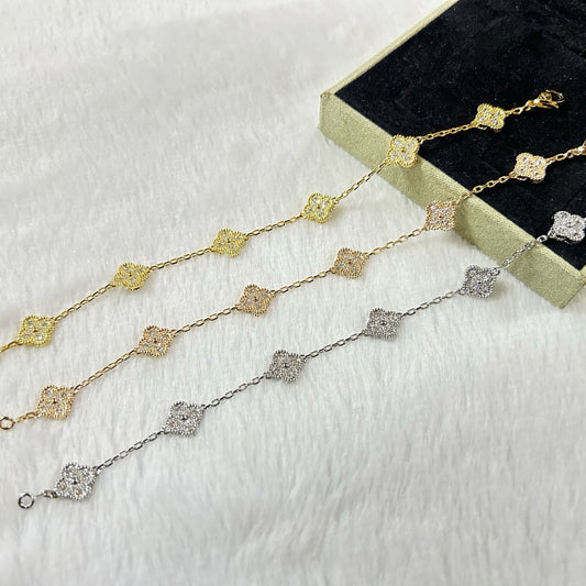 [⭐Lioran]CLOVER 6 MOTIF DIAMOND BRACELET