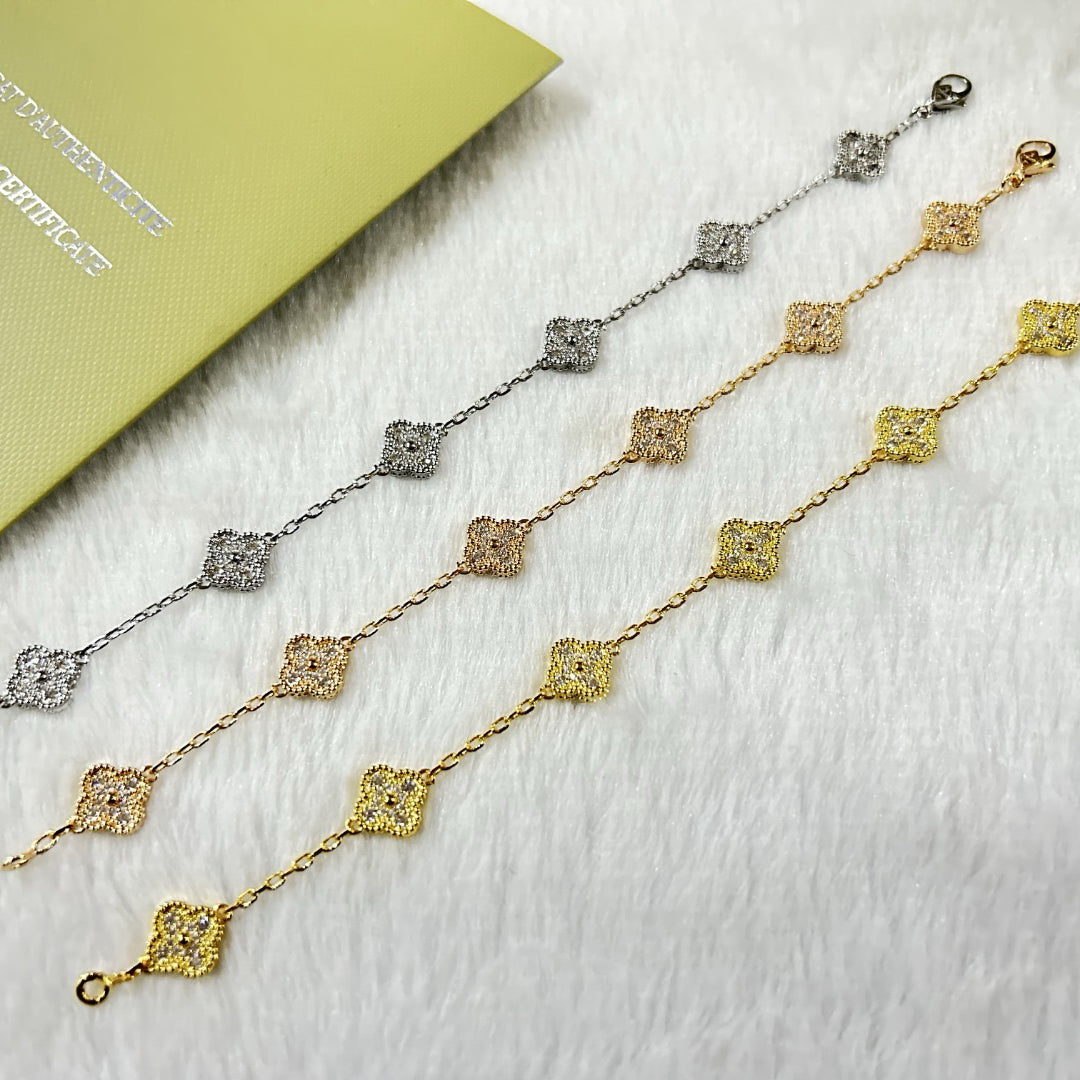 [⭐Lioran]CLOVER 6 MOTIF DIAMOND BRACELET