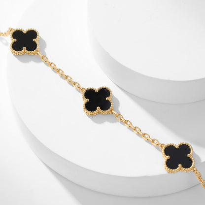 [⭐Lioran]CLOVER 10 MOTIFS ONYX NECKLACE