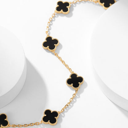[⭐Lioran]CLOVER 10 MOTIFS ONYX NECKLACE