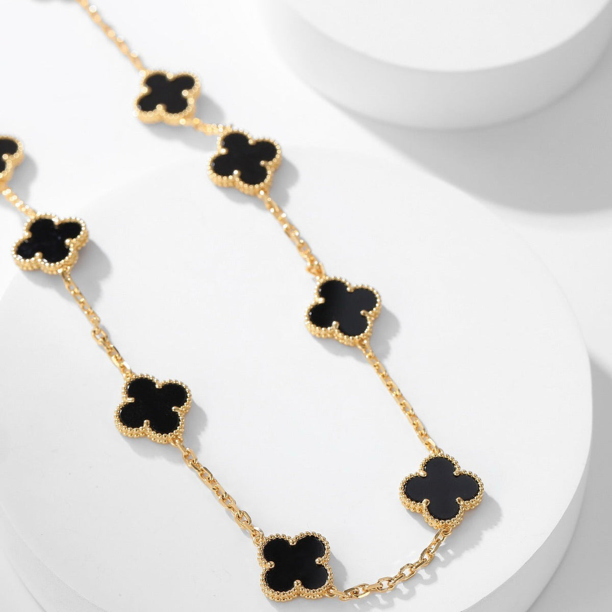 [⭐Lioran]CLOVER 10 MOTIFS ONYX NECKLACE
