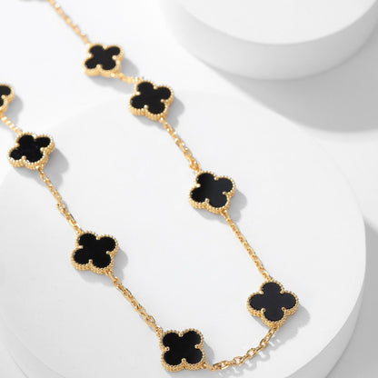 [⭐Lioran]CLOVER 10 MOTIFS ONYX NECKLACE