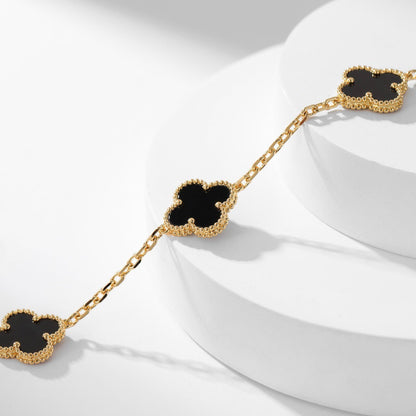 [⭐Lioran]CLOVER 10 MOTIFS ONYX NECKLACE