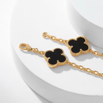 [⭐Lioran]CLOVER 10 MOTIFS ONYX NECKLACE