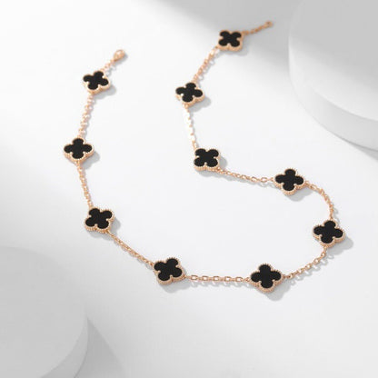 [⭐Lioran]CLOVER 10 MOTIFS ONYX NECKLACE