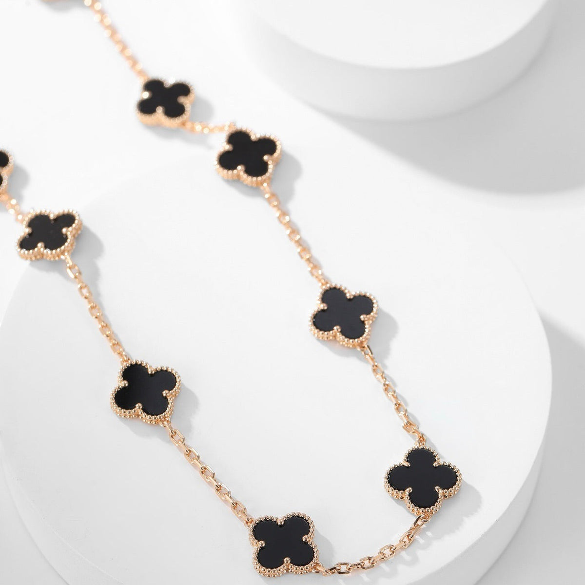 [⭐Lioran]CLOVER 10 MOTIFS ONYX NECKLACE