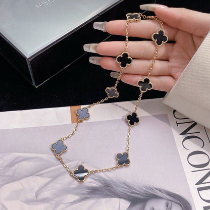[⭐Lioran]CLOVER 10 MOTIFS ONYX NECKLACE