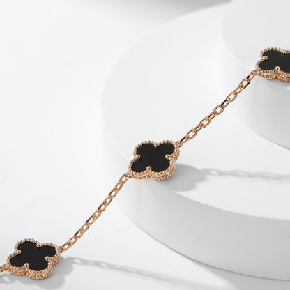 [⭐Lioran]CLOVER 10 MOTIFS ONYX NECKLACE