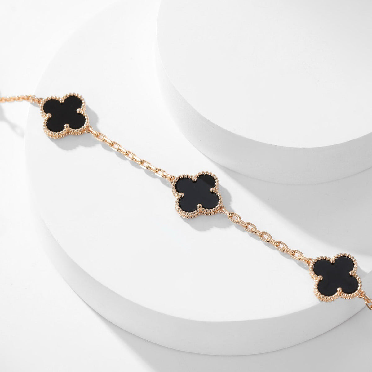 [⭐Lioran]CLOVER 10 MOTIFS ONYX NECKLACE