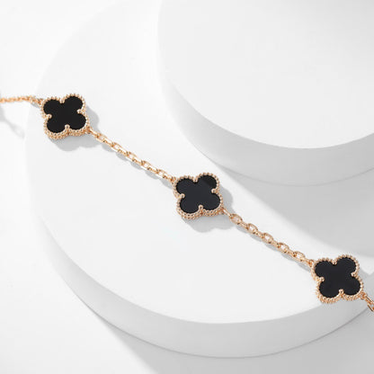 [⭐Lioran]CLOVER 10 MOTIFS ONYX NECKLACE